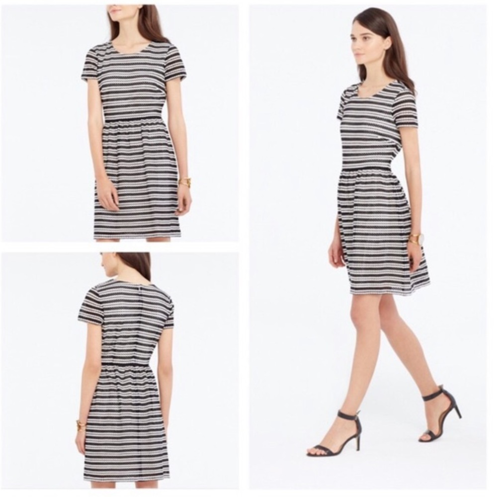Ann Taylor Stripe Eyelet Flare Dress